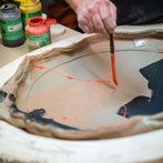 John Higgins at work in his studio 2018